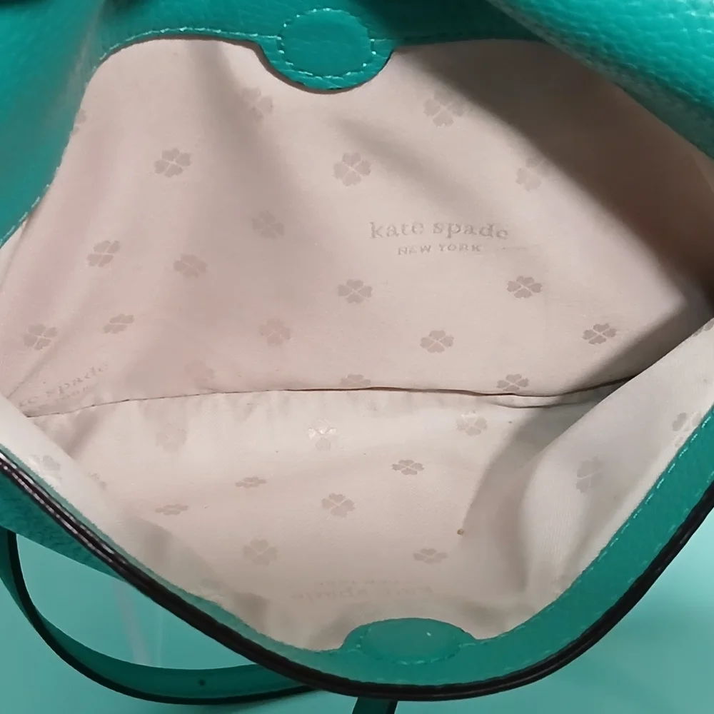 Kate Spade New York - Teal Green Pebbled Leather Flap Crossbody Bag - Medium